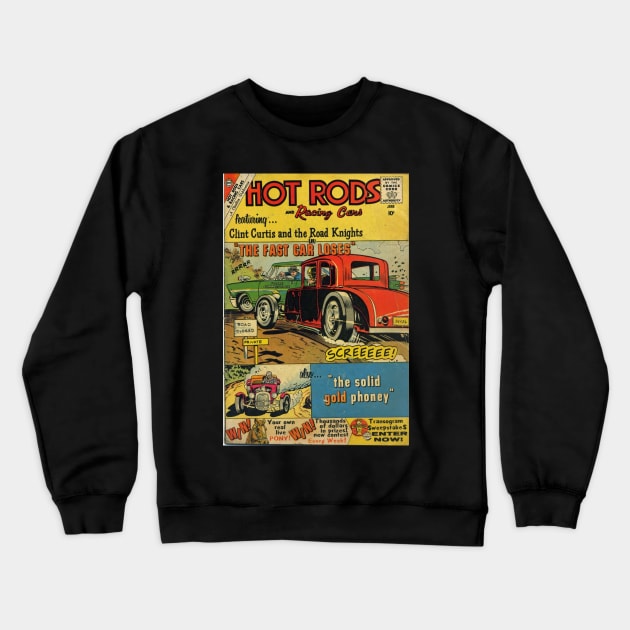 Vintage Race Hotroad Red car Crewneck Sweatshirt by dongkol